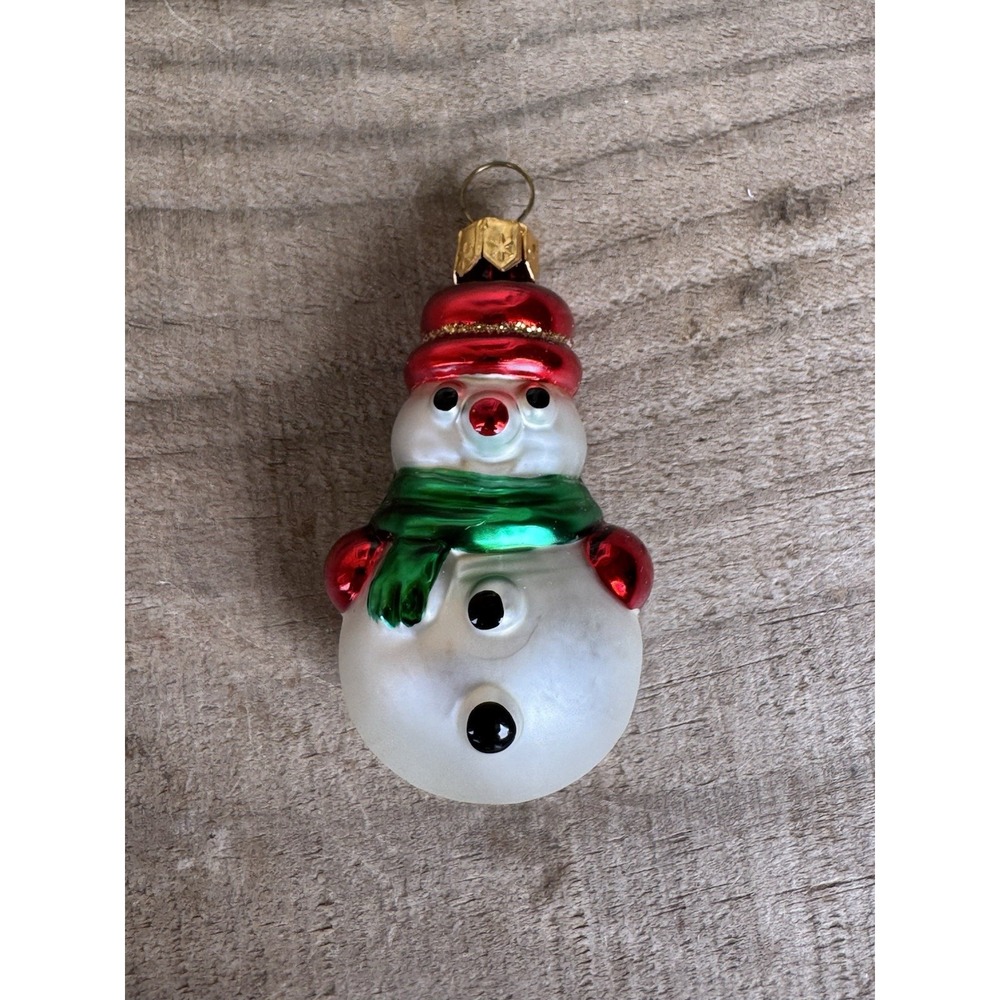 Vintage Snowman Christmas Ornament‎ Mouth-Blown & Hand-Painted Made In Poland